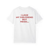 I Love My Girlfriend But Messi HFN Shirt Funny Football Fan Tee Minimalist Back Print Shirt Soccer Lover Gift Streetwear Graphic T-Shirt