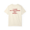I Love My Girlfriend But Messi HFN Shirt Funny Football Fan Tee Minimalist Back Print Shirt Soccer Lover Gift Streetwear Graphic T-Shirt