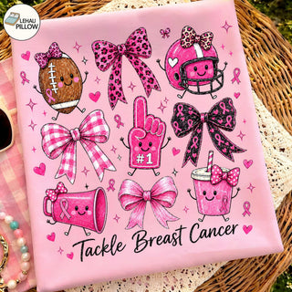 Tackle Breast Cancer Doodle Cute Football  Design  Coquette Stick Figure Shirt HG Design  Breast Cancer Awareness