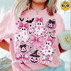 Pink Ghost Breast Cancer Retro Halloween Awareness Design  Coquette Bow Shirt HG Graphic  Breast Cancer