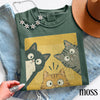 Vintage Funny Curious Cats Graphic Tee  Cute Cat Lover Shirt  Whimsical Retro Aesthetic Top  Comfort ColorsÂ® Feline Gift Tee NNA