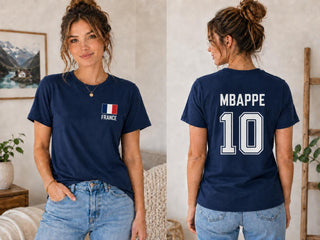Mbappe 10 France Soccer HFN Shirt French Football Fan Tee Navy Jersey Style T-Shirt France Flag Game Day Apparel