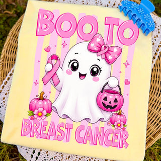 Boo to Breast Cancer Breast Cancer Awareness Halloween Ghost Pink Ribbon Support Shirt Design  October Awareness  HG