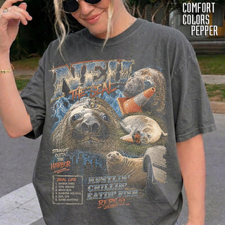 Comfort Colors Neil the Seal graphic HFN Tee Tasmanian celebrity Elephant Seal Illustration Tshirt