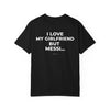 I Love My Girlfriend But Messi HFN Shirt Funny Football Fan Tee Minimalist Back Print Shirt Soccer Lover Gift Streetwear Graphic T-Shirt