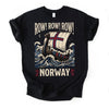 Viking Longship HFN T-Shirt with Dragon Head and Waves - Row Norway Graphic Tee for Norse History & Lore Lovers