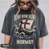 Viking Longship HFN T-Shirt with Dragon Head and Waves - Row Norway Graphic Tee for Norse History & Lore Lovers