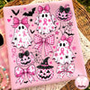 Breast Cancer Ghost Coquette Bow Pink Ghost Design  Retro Breast Cancer Awareness Halloween Shirt HG