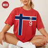 Number 9 Norway Jersey HFN Shirt: Haaland Shirt Norwegian Football Supporter Tee Soccer Fan Gift Alt for Norge World Football Cup