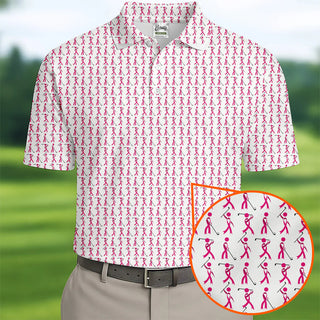 Funny Stick Breast Cancer Golf Shirt HG   Breast Cancer Support Shirts  Funny Men Golf Polo Shirt
