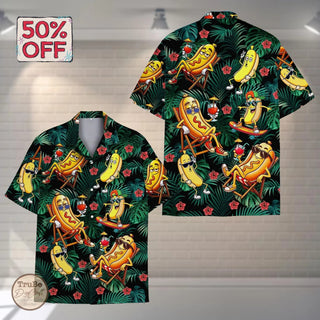 Tropical Hotdog L3N Hawaii Shirt for Men Women Youth, Meme Hotdog Aloha Summer Beach Shirt Button Down Short Sleeve, Hotdog Lovers, Summer Gifts