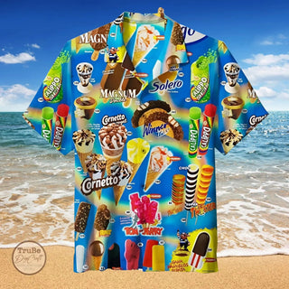 Hawaiian Shirt Summer L3N Hawaiian Shirt Ice Cream Hawaiian Shirts Men's Hawaiian Shirt, Ice Cream Shirt, Ice Cream Beach, Hawaiian Beach Shirt