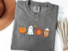 Cute Autumn Halloween L3N T-Shirt, Fall Pumpkin Ghost Maple Leaf Pumpkin Spice Latte Comfort Colors Tee, Spooky Season Graphic Shirt for Women