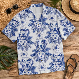 Custom Dog Hawaiian Shirt L3N, Custom Pet Photo Shirt, Toile De Jouy Dog Shirt, Funny Dog Lover Gift, Tropical Vacation Shirt