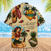 Island Love Hawaiian L3N Shirt Men Women Youth, Vintage Aloha Short Sleeve Button-Down with Tropical Guitar & Hula Girl, Summer Beach Shirt