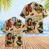 Island Love Hawaiian L3N Shirt Men Women Youth, Vintage Aloha Short Sleeve Button-Down with Tropical Guitar & Hula Girl, Summer Beach Shirt