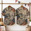 Vintage Patriotic Hawaiian Shirt, USA Flag Aloha Shirt, American History Button Up, Colonial America Shirt, July 4th Gift L3N