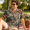 Vintage Patriotic Hawaiian Shirt, USA Flag Aloha Shirt, American History Button Up, Colonial America Shirt, July 4th Gift L3N