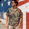 Vintage Patriotic Hawaiian Shirt, USA Flag Aloha Shirt, American History Button Up, Colonial America Shirt, July 4th Gift L3N