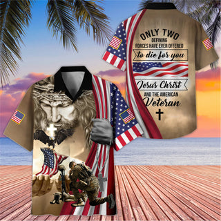 All Over Printed L3N Veteran Hawaii Shirt, Jesus Christ and The American Veteran Ideal for Summer, Beach Casual Shirt, Summer Men Hawaiian Shirt