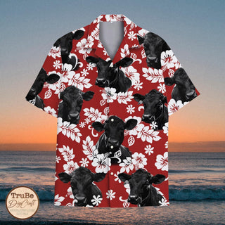 Black Angus Cattle Hawaiian Shirt: Tropical Aloha Button Down L3N