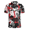 Red Black And White Camouflage Golf Polo Shirt  Golfing Apparel  Golf Clothing  Mens Golf Gift HG