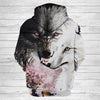 Unisex Black and White Wolf Art Hoodie 001 - designfullprint