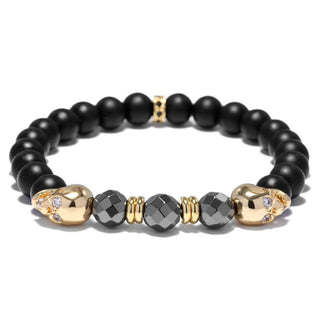 Multi-Color Natural Stone Matte Skull Bracelets