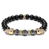 Multi-Color Natural Stone Matte Skull Bracelets