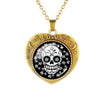 Glass Domed Heart Shape Love Skull Necklaces