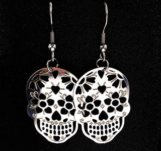 Hollow Stainless Steel Skull Drop Earrings