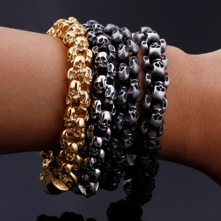 New Stainless Steel Skull Charm Link Chain Bracelets (4 colors)