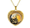 Glass Domed Heart Shape Love Skull Necklaces