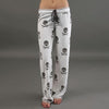 Skull Casual Low Waist Flare Wide Palazzo Pajama Pants - designfullprint