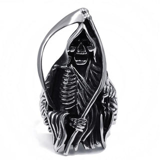 Grim Reaper Anarchy Skull Biker Ring