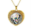 Glass Domed Heart Shape Love Skull Necklaces