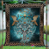 Gift For Viking Lover Viking Blanket Viking Compass Yggdrasil Tattoo Quilt Blanket HG