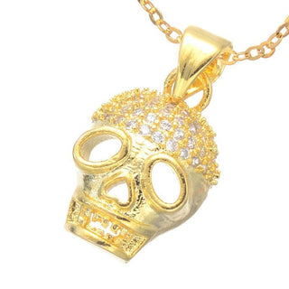 Crystal Micro Pave Zircon Skull Pendant Necklaces