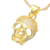 Crystal Micro Pave Zircon Skull Pendant Necklaces