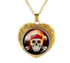 Glass Domed Heart Shape Love Skull Necklaces