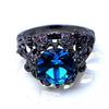 Vintage Lake Blue Skull CZ Ring
