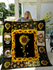 Skull Gift Gift For Stoner Gift For Hippie Yellow Sunflower Skull Sherpa Blanket HG