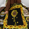 Skull Gift Gift For Stoner Gift For Hippie Yellow Sunflower Skull Sherpa Blanket HG
