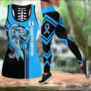 Diabetes Angel Survivor Hollow Tank Top And Leggings Set HG