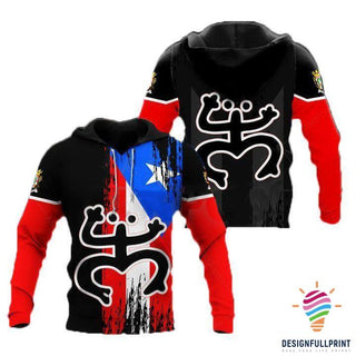Puerto Rico  Frog Black Hoodie ,Zip Up LN