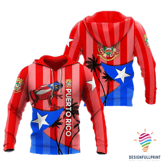 Puerto Rico Red Hoodie ,Zip Up LN