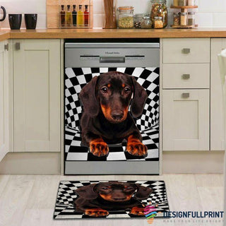 Dachshund In 3D Space Decor Dishwasher Cover LN Gifts For Dog Lovers