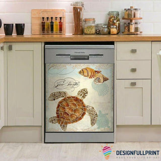 Gift For Turtle Lover Turtle In The Sea Decor Dishwasher Cover LN