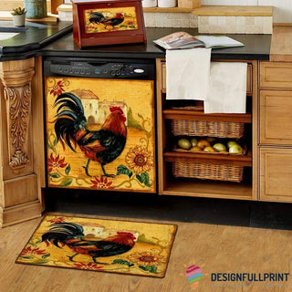 Rooster With Sunflowers Decor Dishwasher Cover LN