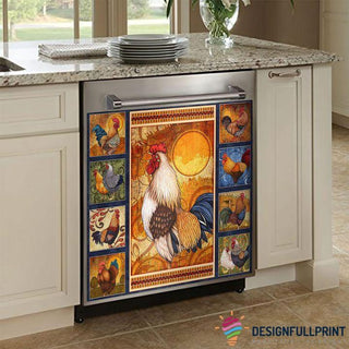 Roosters Multi Shade Decor Dishwasher Cover LN